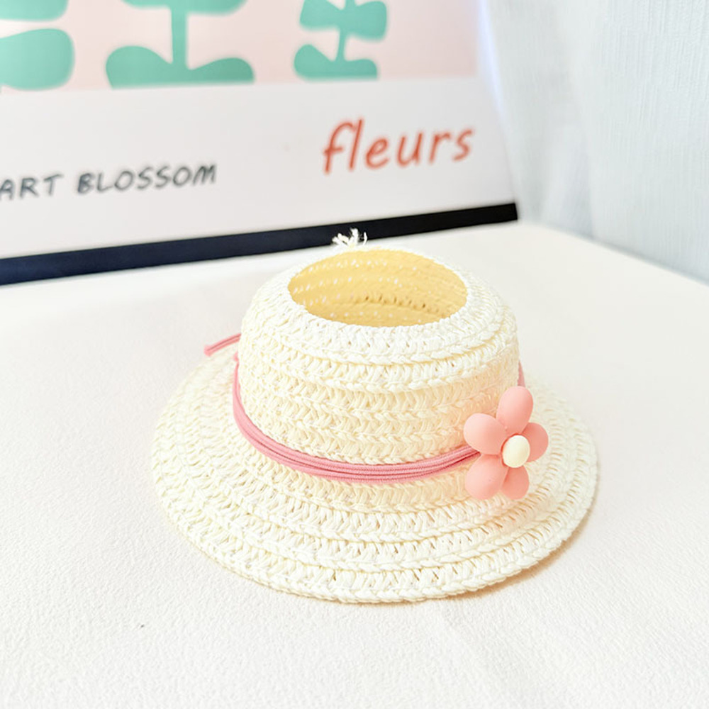 4inch bag charm cute custom fashion accessories - flower straw hat - 0712H10